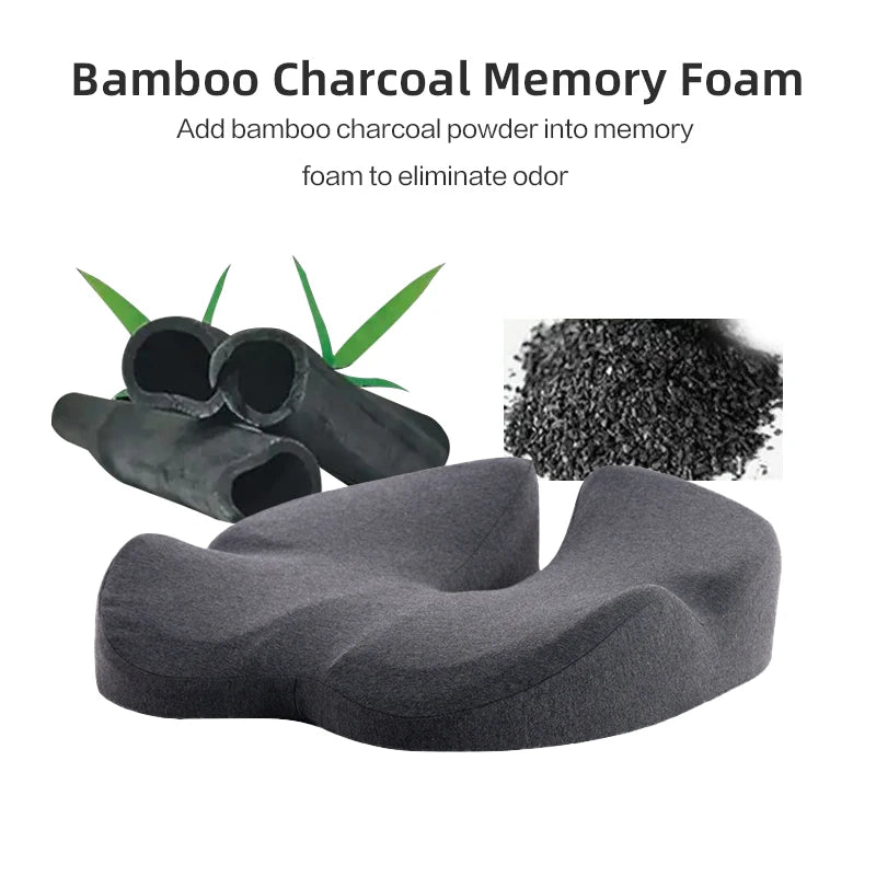 Orthopedic Memory Foam Seat Cushion with Non-Slip Design for Tailbone and Sciatica Pain Relief in Chairs and Car Seats