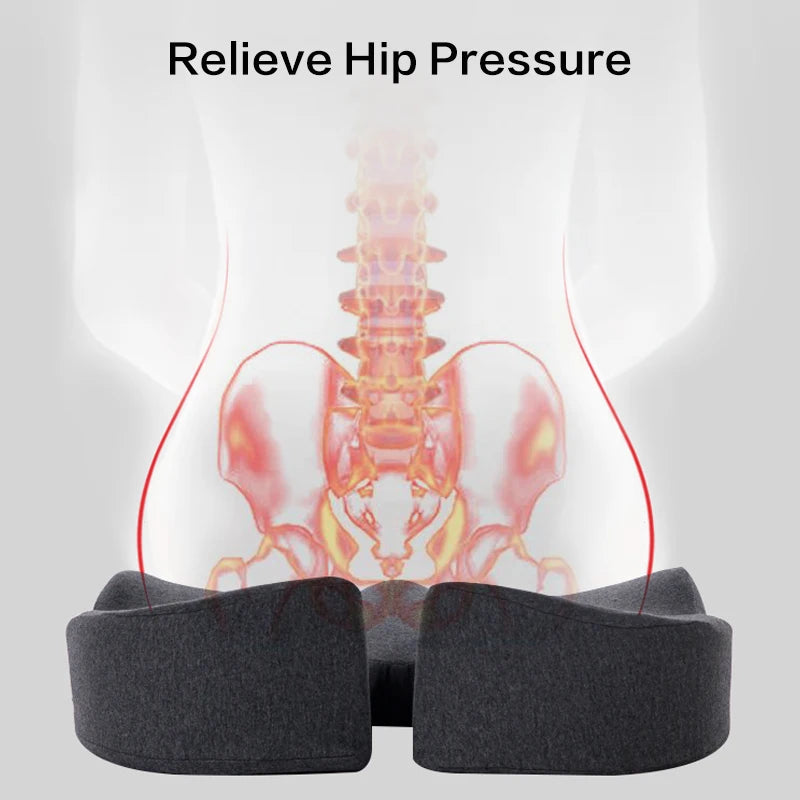 Orthopedic Memory Foam Seat Cushion with Non-Slip Design for Tailbone and Sciatica Pain Relief in Chairs and Car Seats